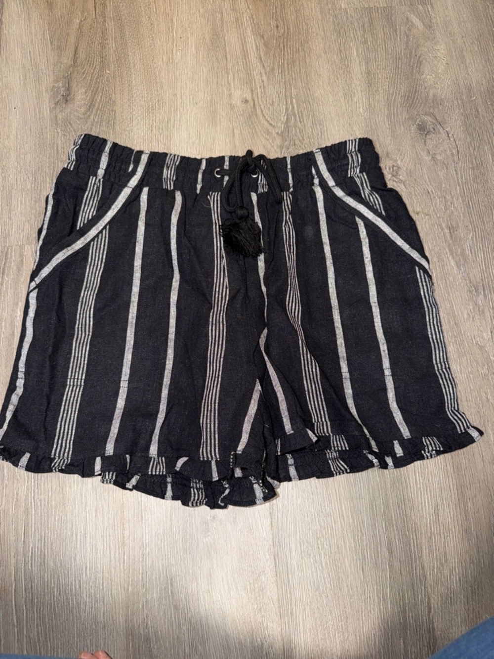 SO Black and White Vertical Stripe High Waist Shorts